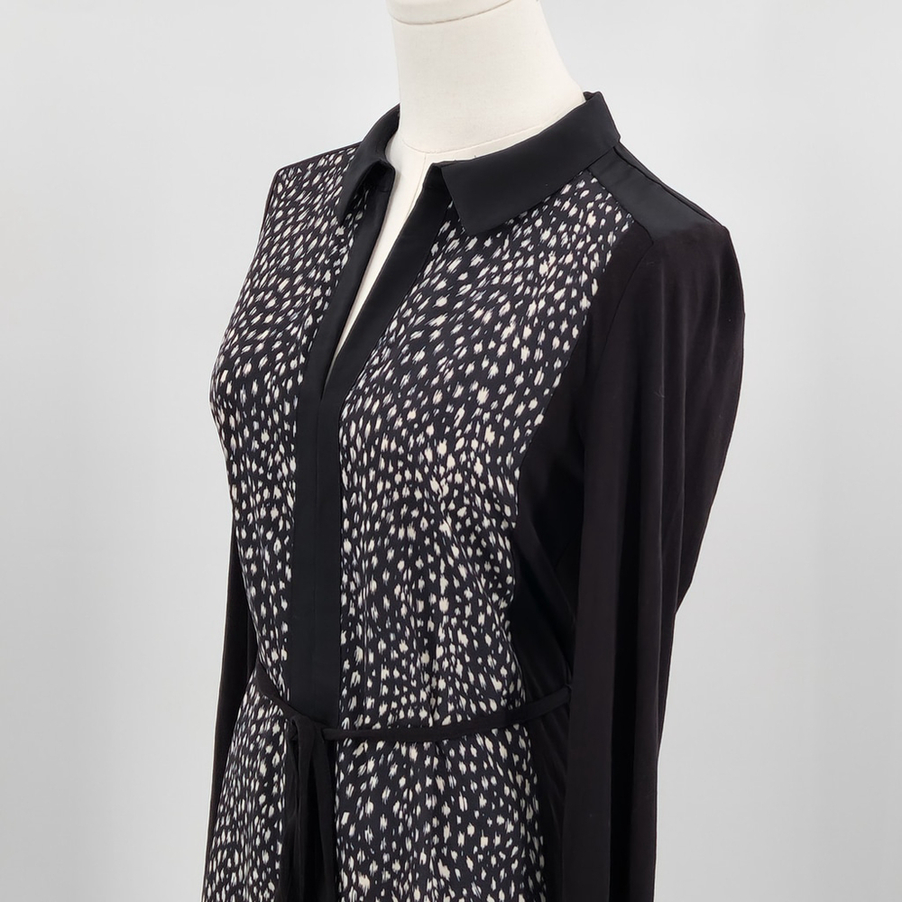 Oasis Animal Print Shirt Dress Black White Collared Long Sleeve S Chic Aesthetic - Picture 4 of 14